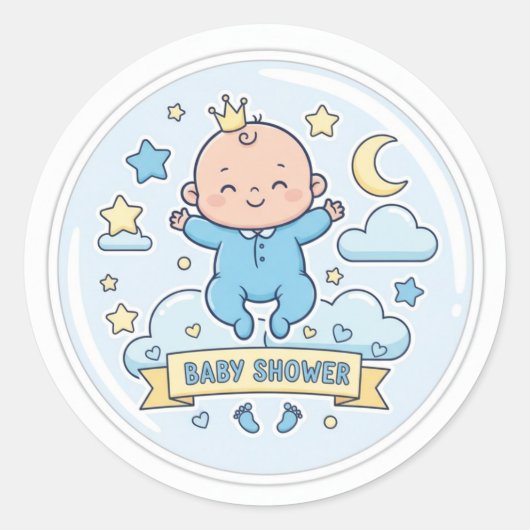 Baby shower sticker voor jongen (Voorkant)