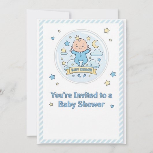 Baby shower sticker voor jongen kaart (Voorkant)