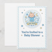 Baby shower sticker voor jongen kaart (Voorkant / Achterkant)