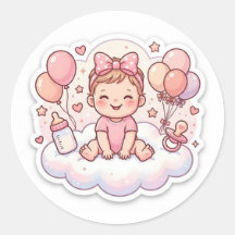 Baby shower sticker voor meisje