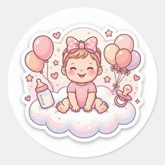 Baby shower sticker voor meisje (Voorkant)