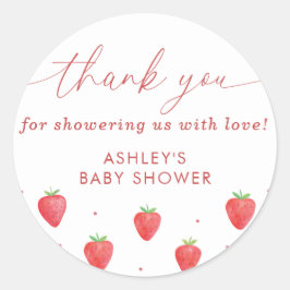 Baby shower Stickers, aardbei Baby shower gunst Ronde Sticker