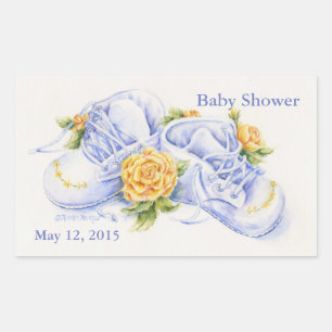Baby shower Stickers Baby schoenen en gele rozen