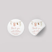 Baby shower Stickers, Roze Meisje Baby shower Favo Ronde Sticker