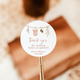 Baby shower Stickers, Roze Meisje Baby shower Favo Ronde Sticker