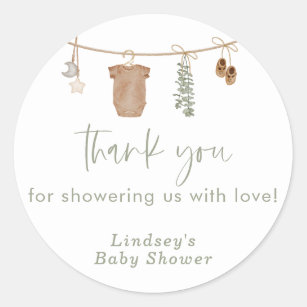 Baby shower Stickers, Sage Groen Baby shower Favor Ronde Sticker