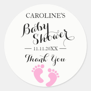 Baby shower Stickers Witte Baby Roze MEISJE