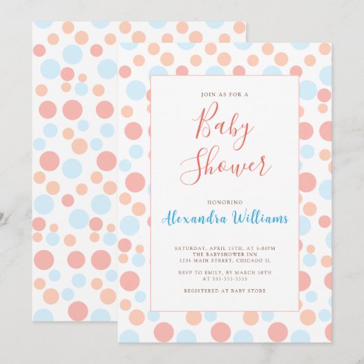 Baby shower Stippen Persoonlijke kleurrijke modern Kaart (Voorkant / Achterkant)