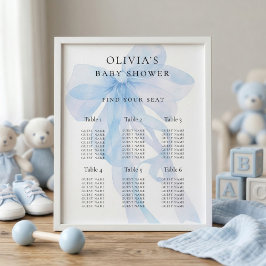 Baby Shower Stoelindeling Blauw lint 6 Tafels Poster