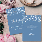 Baby shower Stoffige Blauwe Sterren Dank u kaart