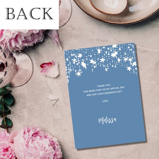 Baby shower Stoffige Blauwe Sterren Dank u kaart