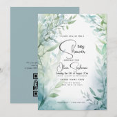 Baby shower- Stoffige blauwe tuin Kaart (Voorkant / Achterkant)