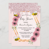 Baby shower stoffige roos goud glitter mam om te w kaart (Voorkant / Achterkant)