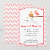 baby shower - Stomme roze vogel met pasgeborene Kaart (Voorkant / Achterkant)