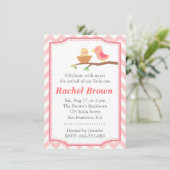 baby shower - Stomme roze vogel met pasgeborene Kaart (Staand voorkant)