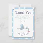 Baby shower Stork Blue Sky Clouds en Bijbelvers Bedankkaart (Voorkant)