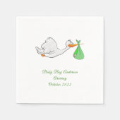 Baby shower Stork Green Bundle Napkins Servet (Voorkant)