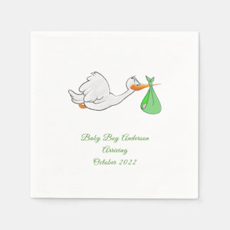 Baby shower Stork Green Bundle Napkins Servet