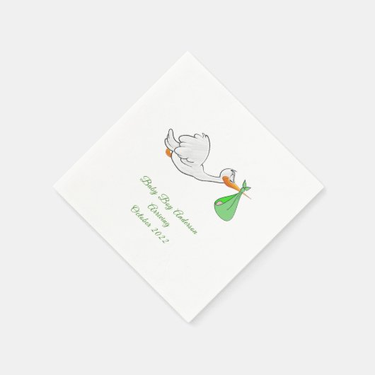 Baby shower Stork Green Bundle Napkins Servet (Hoek)