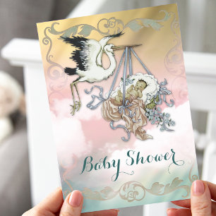 Baby shower Stork Kaart