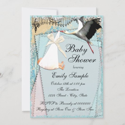  Baby shower Stork Kaart (Voorkant)