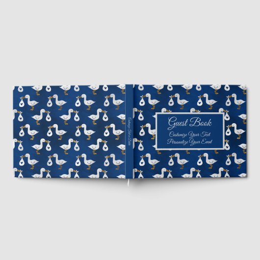 Baby shower Stork Navy Blue Gastenboek (Volledig)