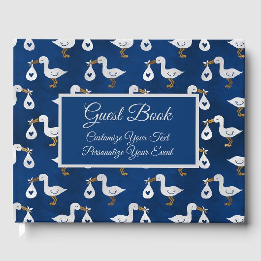 Baby shower Stork Navy Blue Gastenboek (Voorkant)
