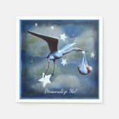 Baby shower Stork & Newborn Blue Boy Aangepast Servet (Voorkant)