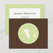 baby shower Stork Registry Card - Bruin en Groen Kaart (Voorkant / Achterkant)