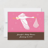 baby shower Stork Registry Card - Roze en bruin Kaart (Voorkant)