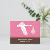 baby shower Stork Registry Card - Roze en bruin Kaart (Staand voorkant)
