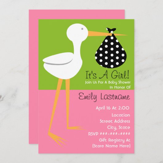 baby shower - Stortplaats met Polka Dot Bundle Kaart (Voorkant / Achterkant)