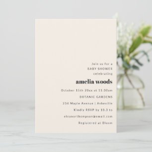 Baby Shower Stout Retro Ivoor Moderne Typografie Kaart
