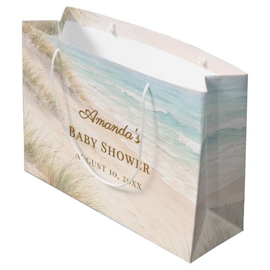 Baby Shower strand kust Groot Cadeauzakje (Achterkant Gekanteld)