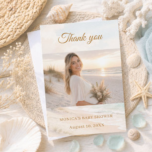 Baby Shower strand kust zomer foto Bedankkaart