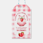 Baby shower Strawberry Gingham Schattige Bedankt F Cadeaulabel (Voorkant)