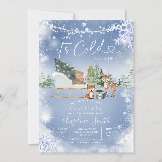 Baby shower String Lights White Snowflake Tree in Kaart (Voorkant)