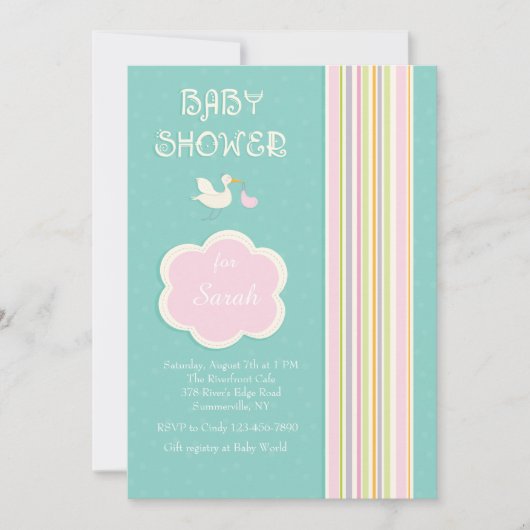 baby shower Stripes-uitnodiging Kaart (Voorkant)
