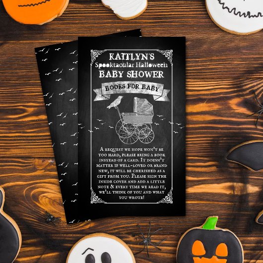  Baby shower Stroller Halloween Book Informatiekaartje