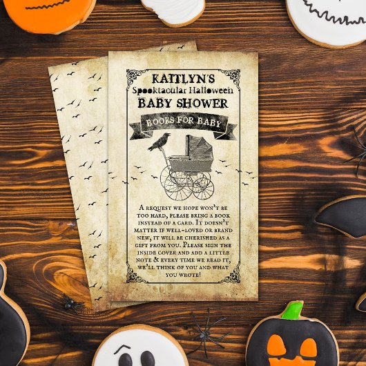  Baby shower Stroller Halloween Book Informatiekaartje