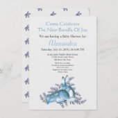 Baby shower Stylish Blue Bunny Rabbit Waterverf (Voorkant / Achterkant)