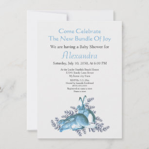 Baby shower Stylish Blue Bunny Rabbit Waterverf