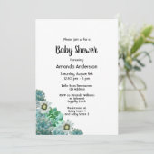 Baby shower succulosa cati bloemen wit groen kaart (Staand voorkant)