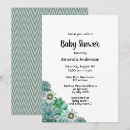 Baby shower succulosa cati bloemen wit groen kaart