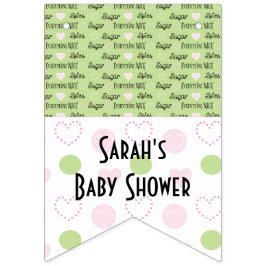 Baby shower "Suiker en specerijen" Zwassstaartbann Vlaggetjes