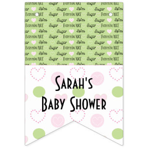 Baby shower "Suiker en specerijen" Zwassstaartbann Vlaggetjes
