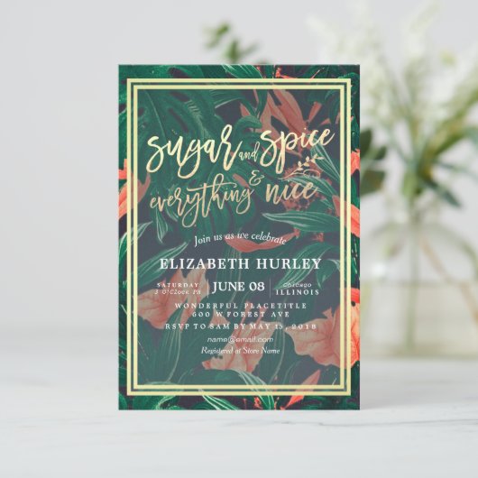 Baby Shower Suiker & Kruiden & Alles Leuk Bloem Kaart (Staand voorkant)