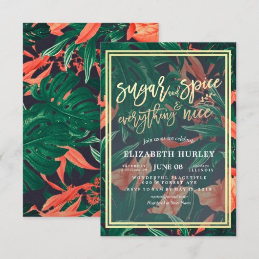 Baby Shower Suiker & Kruiden & Alles Leuk Bloem Kaart (Voorkant / Achterkant)