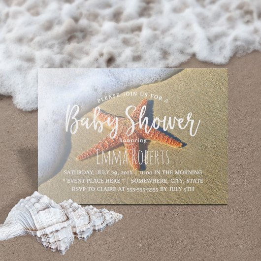 Baby shower Summer Beach Starfish Kaart