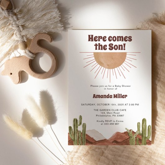 Baby shower Sun Cowboy cactus thema Save The Date